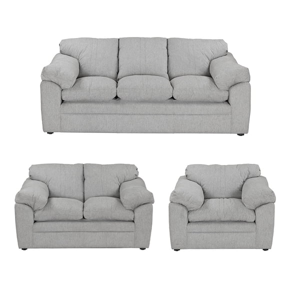 Sala Aston Dicasa 3 Piezas Plata (Sofá, Love y Sillón)