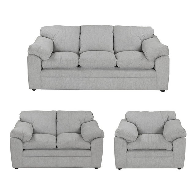 Sala Aston Dicasa 3 Piezas (Sofá, Love y Sillón) Plata