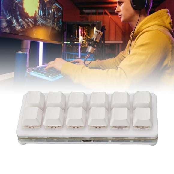 12 Key Keypad, USB C Wired Macro Keyboard Programmable, Hot Swappable Mechanical Keyboard, with RGB Light, Red Switch