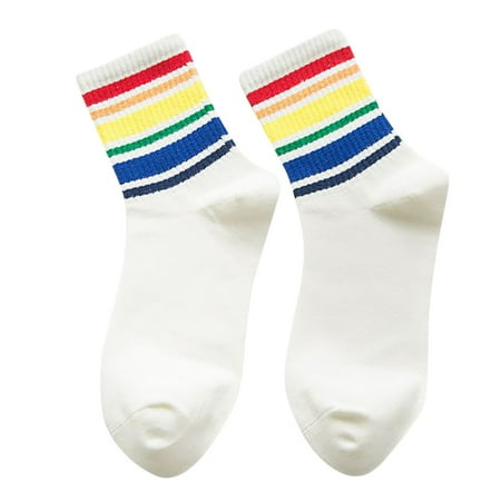 

Yinguo Winter New Unisex Cotton Rainbow Striped Socks Xmas Fashion Warm Chrismas