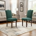 thumbnail image 2 of AFO Dining Chairs Set of 2, Upholstered Parsons Kitchen Chairs with Nailhead Trim and Wood Legs, Green, 2 of 6