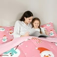 thumbnail image 5 of Manfei Kawaii Snowman Full Size Comforter Sets for Girls Cute Pink Bedding Comforter Set, Merry Xmas Happy New Year Gifts Bedding Sets, Breathable Home Decor, Reversible 3pcs, 5 of 8