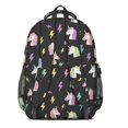 thumbnail image 3 of Unicorn and Lightning Black Pattern Backpack for School, Cute School Bag with Adjustable Shoulder Straps and Padded Back, 16.9"x12.6"x5.9", 3 of 5
