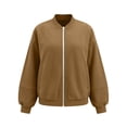 thumbnail image 6 of LEKWK Bomber Jacket Women Full Zip Long Sleeve Elegant Coat with Pockets Corduroy Vintage Relaxed Fit Casual Fall Fashion Outerwear Khaki XXL, 6 of 6