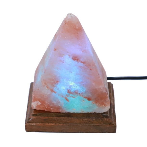 EeaseMX Lámpara de sal de cristal del Himalaya con USB, lámpara LED piramidal de sal mineral, luz nocturna pequeña