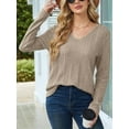 thumbnail image 6 of Womens Long Sleeve Tops V Neck Shirts Light-Weight Tunic Sweaters Fashion Khaki XXL, 6 of 9