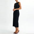 thumbnail image 5 of TaTaai Ladies Slim Fit Ribbed Knit Dress Sleeveless Crew Neck Button Front Solid Color Midi Office Casual Elegant Dress Gift, 5 of 5