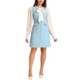 thumbnail image 2 of Vestido de mujer INSPIRE CHIC de cuadros de tweed, con escote en V, sin mangas, de un solo botón y con bolsillos, talla XL, azul cielo, 2 of 5