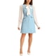 thumbnail image 2 of Vestido de mujer INSPIRE CHIC de cuadros de tweed, con escote en V, sin mangas, de un solo botón y con bolsillos, talla XL, azul cielo, 2 of 5
