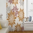 thumbnail image 5 of Geometric Flower Sheer Curtains 63 Inches Long, Vintage Country Floral Orange Grey on Linen Light Filering Curtains, Breathable Simi Curtain Privacy Drapes for Living Room Bedroom Window Treatment, 5 of 9