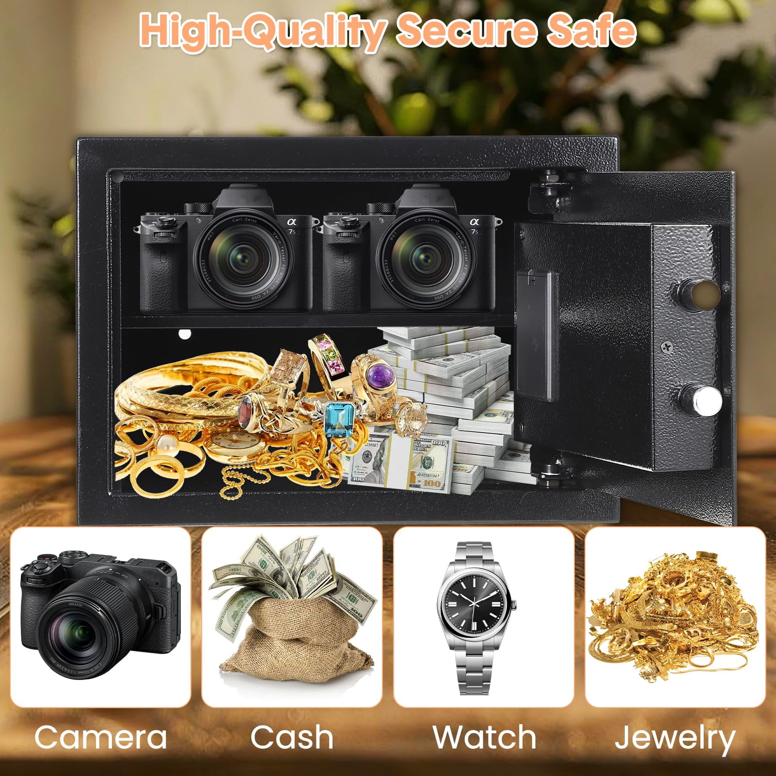 Digital Keypad Safe Box for Home with Fireproof Bag, Heavy Duty Steel Security Safe with Spare Keys & Multiple Size Options (9.8" to 31.5"), Money Safe for Cash Jewelry Documents - Wall Mountable