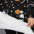 thumbnail image 3 of Oversized Wearable Blanket Hoodie,Black Halloween Dancing Skeletons Sherpa Blanket Hoodie with Super Pockets,Super Warm Fuzzy Pullover for Women & Men, 3 of 6