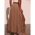 thumbnail image 4 of Women'S Boho Maxi Skirt High Low Asymmetrical Ruffle Hem Flowy Western Skirt Camel Color M, 4 of 9