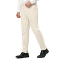 thumbnail image 5 of INSPIRE CHIC Men's Dress Trousers Solid Color Flat Front Skinny Business Pants Beige 32, 5 of 6