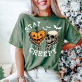thumbnail image 4 of Stay Creepy Halloween T-Shirt, Pumpkin Skull Graphic Tee, Retro Spooky Season Shirt, Vintage Comfort Colors Halloween Apparel Gift for Her - Moss, 3XL, 4 of 5