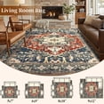 thumbnail image 6 of Area Rugs for Living Room 6'x9', Yamaziot Washable Rug, Vintage Distressed Medallion Carpet with Rubber Backing, Non Slip Soft Floor Mat for Bedroom, Green Brown, 6 of 9