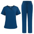 thumbnail image 2 of LYMAYTER V-Neck Nursing Uniforms for Womens Fallow Quick-Dry Medical Uniform Set for S-XXL, 2 of 8