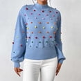 thumbnail image 2 of IROINNID Clearance Pullover Sweater for Women Winter Fall Crewneck Long Sleeve Loose Sweater Knit Stylish Novelty Sweater,Blue, 2 of 9