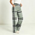 thumbnail image 7 of Hvogkswy Women Plaid Pajama Pants Loose Straight Wide Leg Lounge Pants Drawstring Elastic Waist Home Pajama Bottoms with Pockets, 7 of 7
