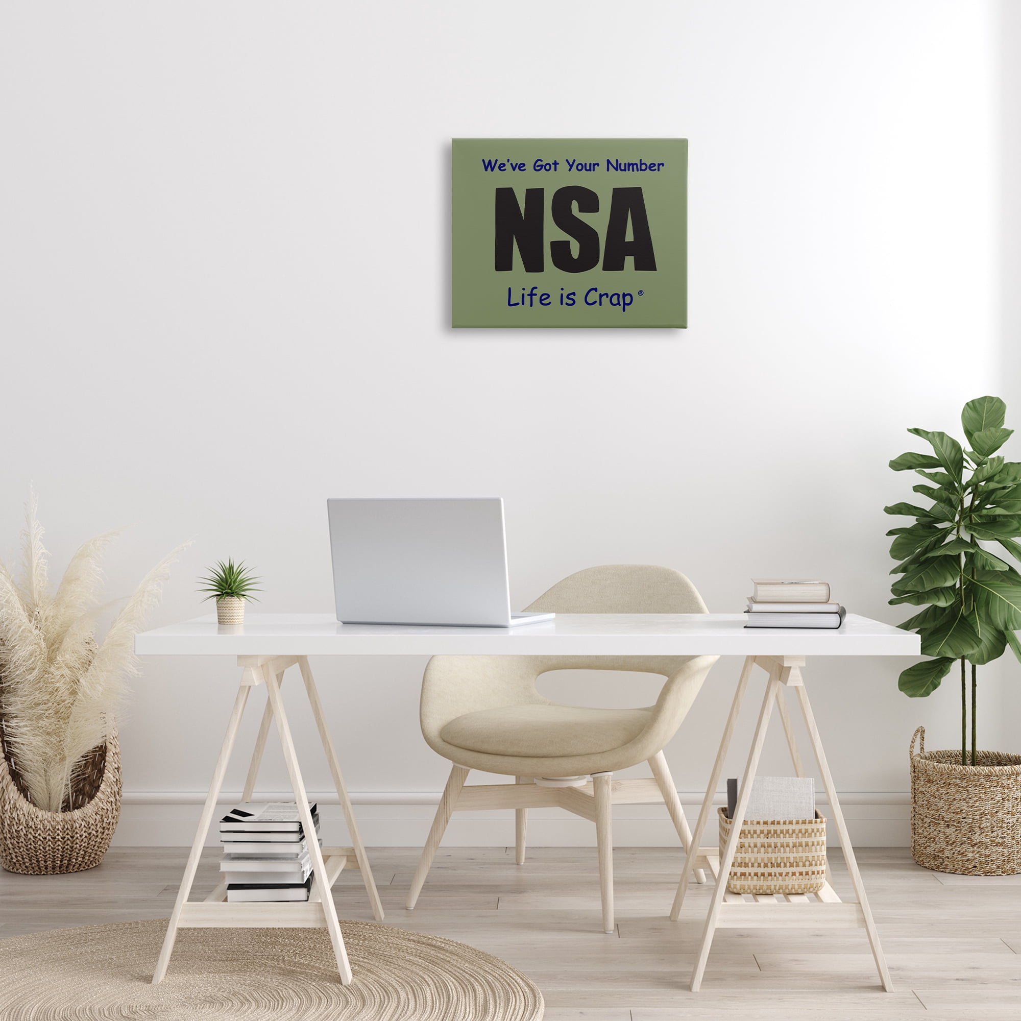 Stupell Industries Got Your Number NSA Novelty & Humor Painting Wrapped Canvas Art Print Wall Art, 20 x 16