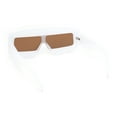 thumbnail image 4 of Womens Flat Top Thick Plastic Shield Rectangle Retro Futurism Sunglasses White - Brown, 4 of 4