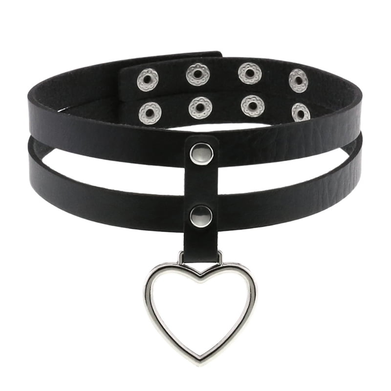 Punk Sexy Gothic Pu Leather Flower Heart Square Choker Necklace Round