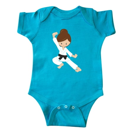 

Inktastic Cute Girl Brown Hair Black Belt Karate Pose Gift Baby Girl Bodysuit