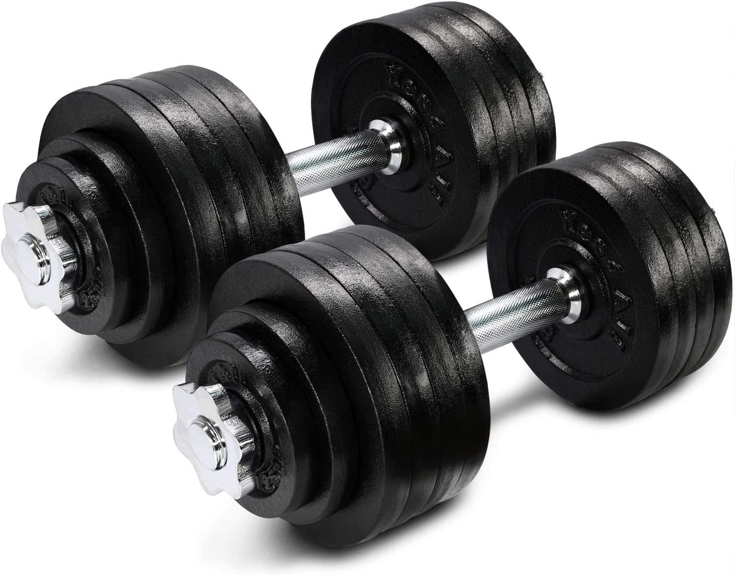 105lb total Adjustable Dumbbells Weight Set with Cast Iron Weights YES4ALL 