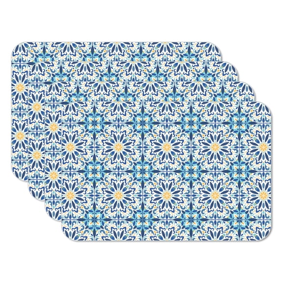 CounterArt Fresh Tile Pattern 4-Pack Reversible Plastic Tabletop Placemats