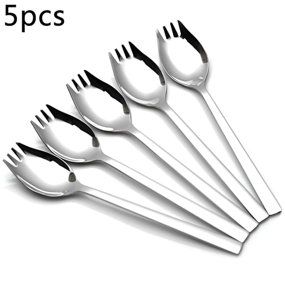 ACDANC 5Pcs Set Stainless Steel Spork Soup Salad Noodle Spoon Fork Cutlery Tableware