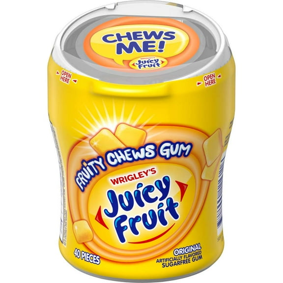 JUICY FRUIT Fruity Chews Original Sugarfree Gum, 40 Piece Bottle RDD9