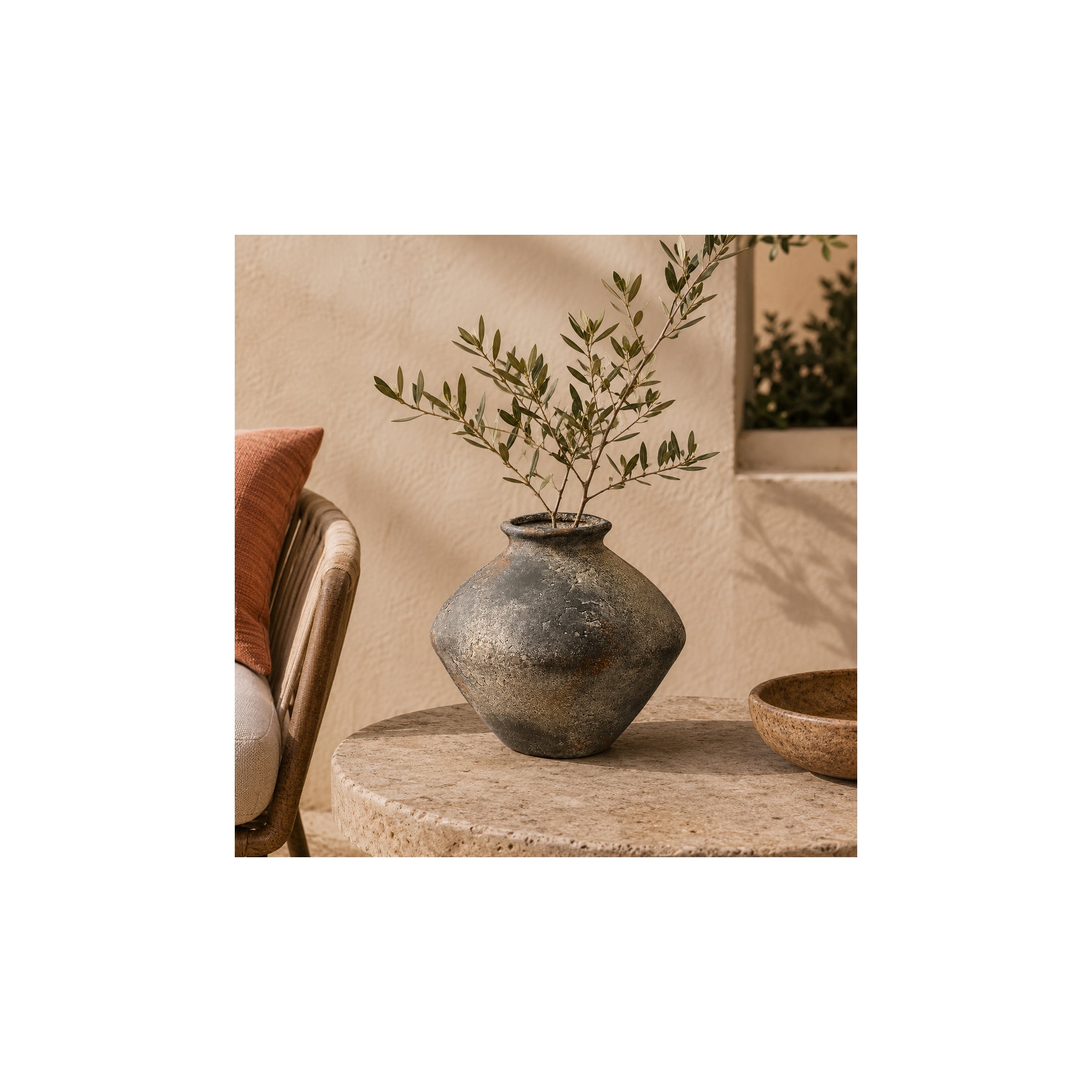DecMode 7" Antique Style Textured Dark Gray Ceramic Vase