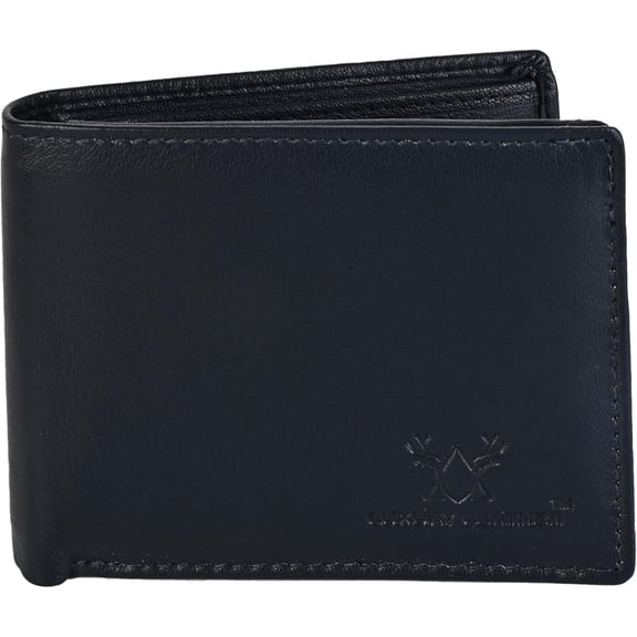 Genuine Leather RFID Blocking Wallet for Men | Slim Bifold Design with Zipper Coin Pocket, ID Window & Multiple Card Slots ( Navy Blue)