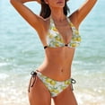 thumbnail image 5 of Watercolor Yellow Fruit Lemon Women's Bikini V Neck Swimsuit Set 2 Piece Over Size Bathing Suit Side Triangle Bathing Suit, 5 of 9