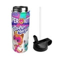 thumbnail image 3 of Super Kitties Kids Insulated Water Bottle With Straw - 18 Oz Stainless Steel Double Wall Vacuum Cup, Leakproof, Bpa Free, Suitable For Boys And Girls, 3 of 4