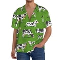 thumbnail image 3 of Naloa Cows With Calfs Green Men's Loose Fit Cuban Collar Short-Sleeve Shirt with Button-down and Chest Pocket for Everyday Wear Outings - Large, 3 of 7