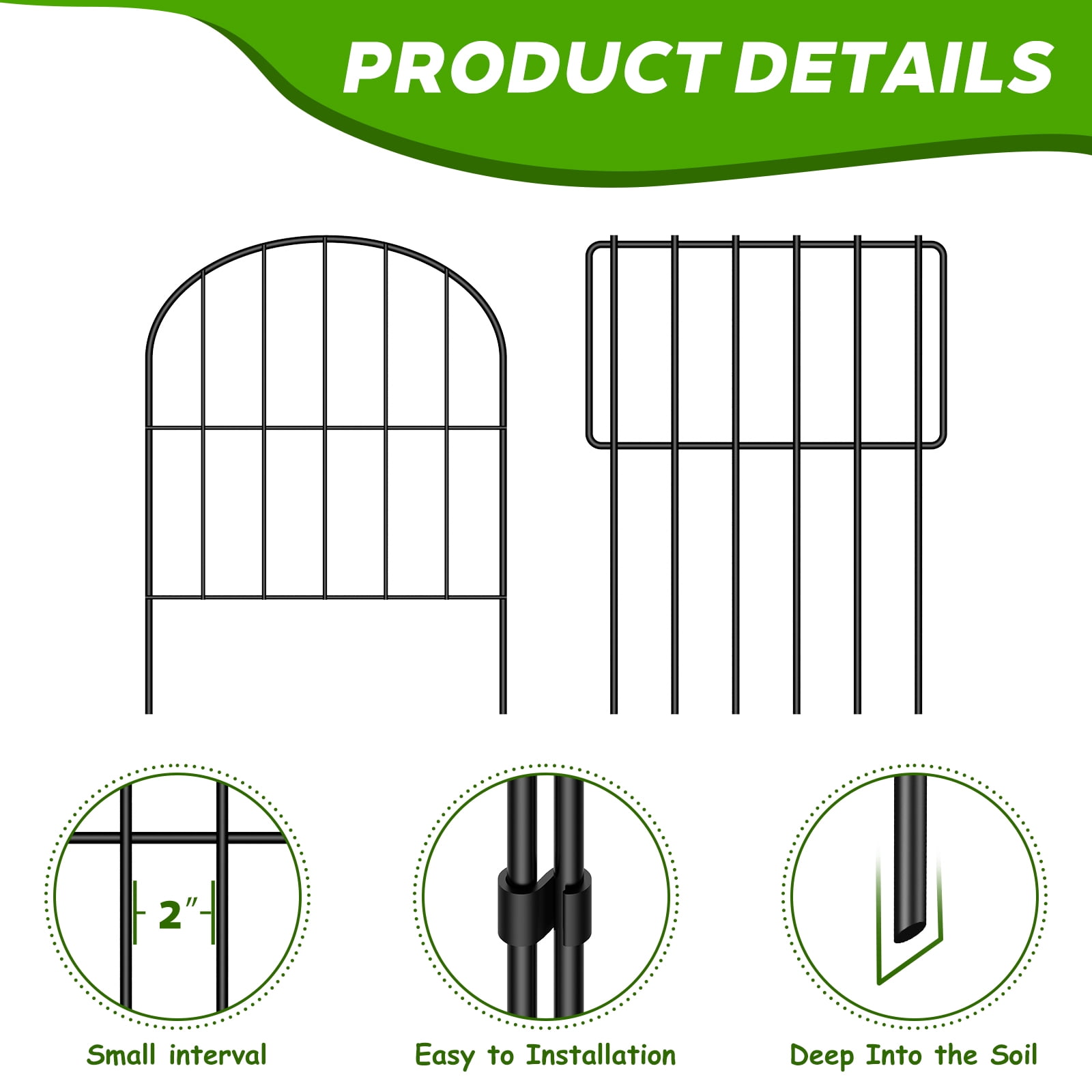 Metal Decorative Garden Fence(about 10 pieces), metal frame folding fence, suitable for flower beds, patios, animal barriers
