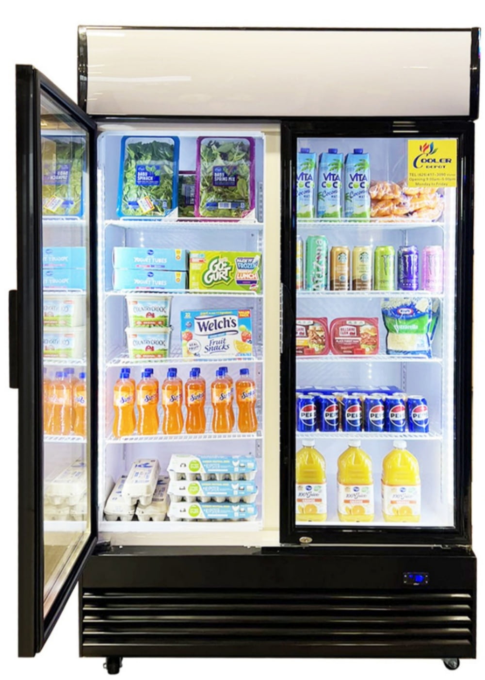 NSF Commercial Two Door Merchandiser Refrigerator in White,  48" x 29" x 81", 35 cu. ft.,