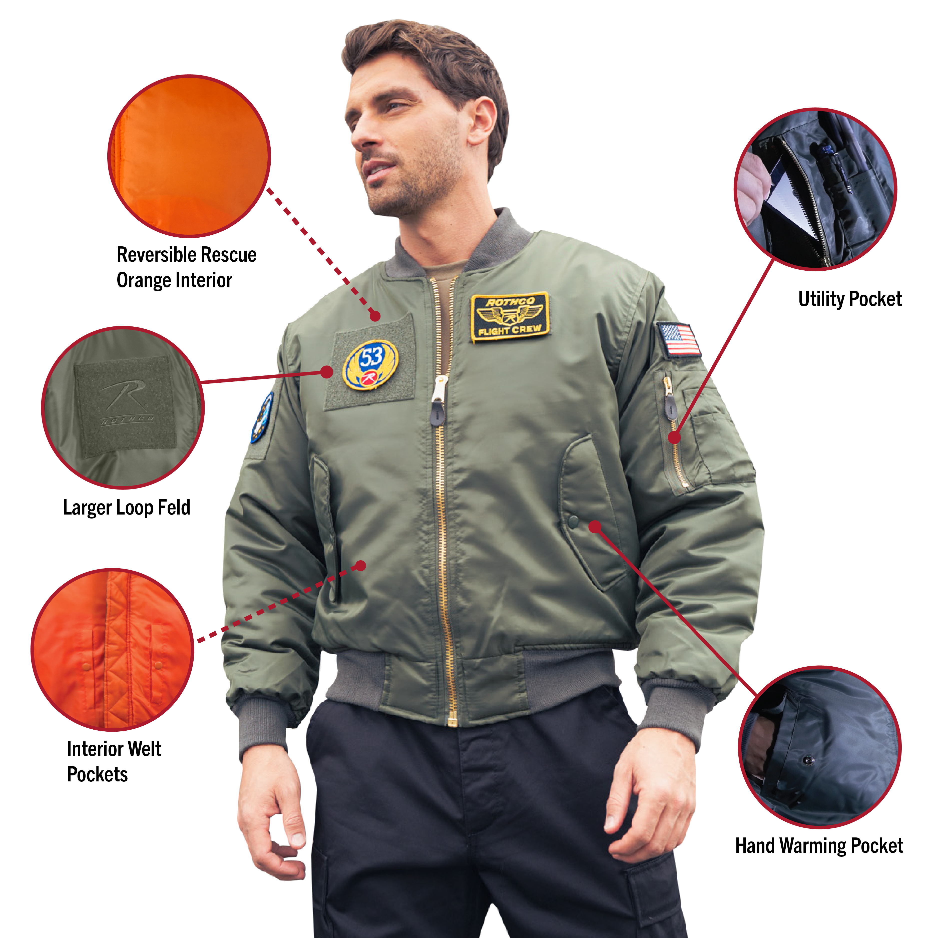 Rothco MA-1 Flight Jacket with Patches - image 2 of 6