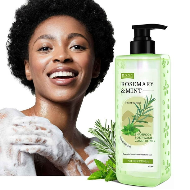 Fiudx Gel de Ducha 3 En 1 de Rosemarys, Champú y Acondicionador Nutritivos, Gel de Ducha, Infusión Hidratante para Un Cabello Suave y Sedoso, Aroma Refrescante para Relajarse, Rutina de Ducha Diaria,
