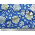 thumbnail image 2 of Soimoi Blue Heavy Satin Fabric Leaves & Flower Floral Printed Craft Fabric by the Yard 54 Inch Wide, 2 of 3