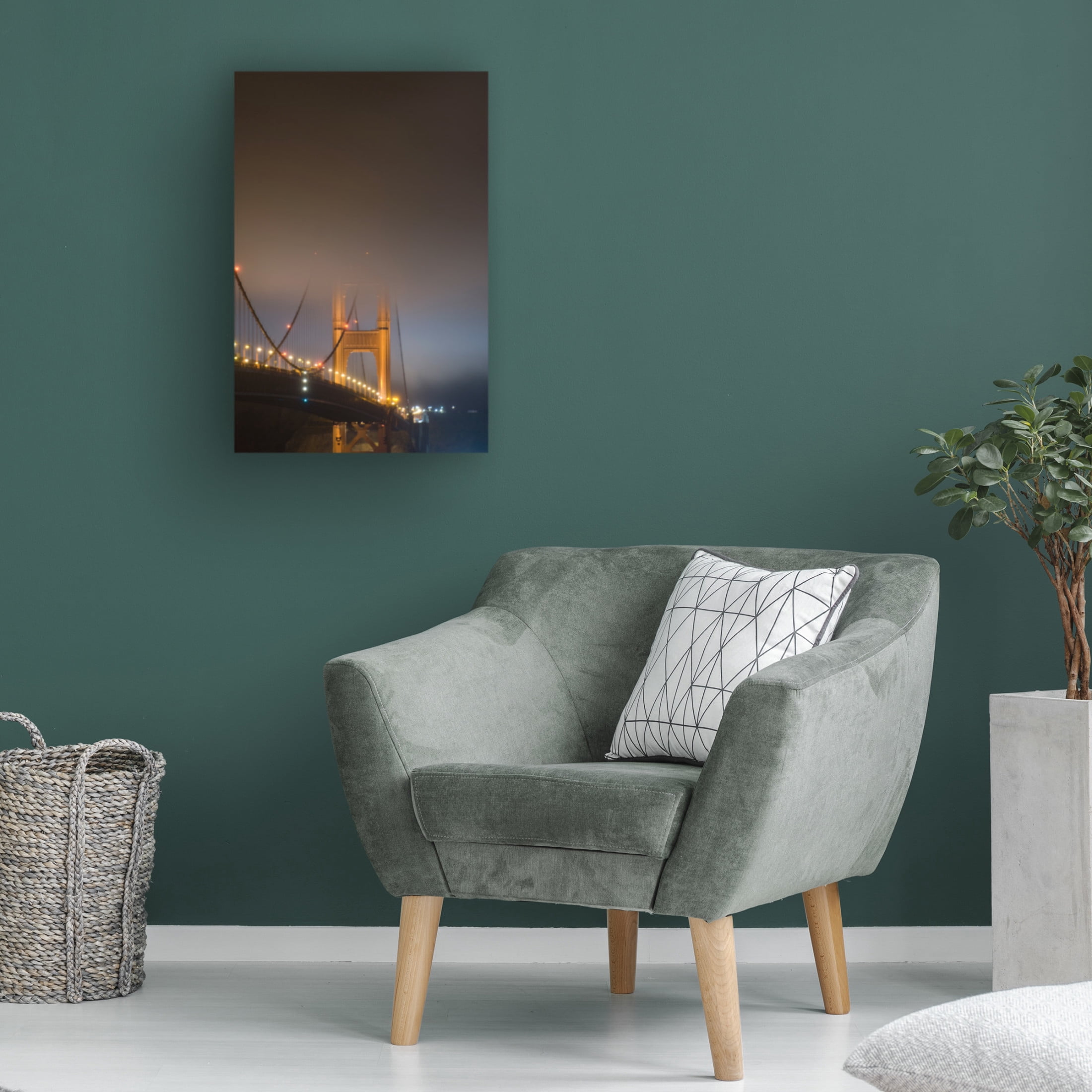 Canvas Wall Art - GS Photo 'Golden Gate in Fog' Wall Art for Living Room, Bedroom, or Office Décor by Trademark Fine Art - 16 x 24 Inches