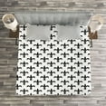 thumbnail image 3 of Ambesonne Fleur De Lis Quilted Bedspread Set 3 Pcs, Black Royal Lily, King Size, Black White, 3 of 3