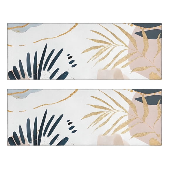 Kitchen Rugs Sets Of 2,Blue Boho Abstract and Plant Pattern Anti Fatigue Kitchen Mat Rugs Non Slip Washable,Decorative Kitchen Floor Mats for Kitchen,Sink,Laundry,17"X47"