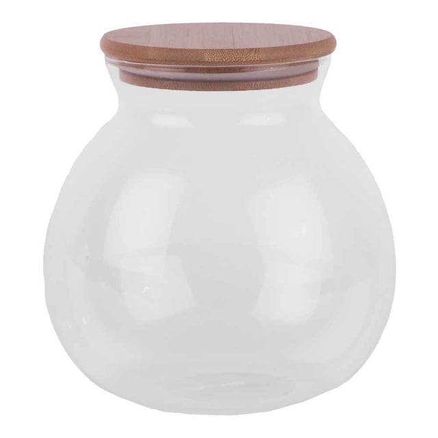Recipiente Hometrends de Vidrio con Tapa de Bambú 1.7 Litros