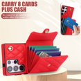 thumbnail image 6 of For Apple Samsung Galaxy S25 Ultra 5G RFID Blocking Protective Purse Wallet Case Magnetic Flip Cover Multi-Card Slots Pocket With Detachable Shoulder Strap And Wrist Strap,Red,For Galaxy S25 Ultra 5G, 6 of 7