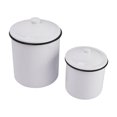 thumbnail image 1 of Creative Co-Op Set Of 2 White Enameled Canisters With Lids, 1 of 1