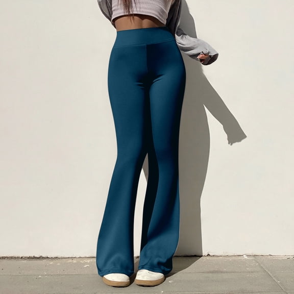 Women's Yoga Pants High Waist Solid Flared Yoga Pants High Elastic Slim Smooth Daily Casual Trousers Women Leggings