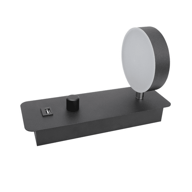 Lámpara de Pared Lámpara de Pared LED Rotación de 300 Grados Lámpara de Pared Interior USB 9W Lámpara de Pared Apliques de Pasillo Negro