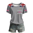 thumbnail image 4 of T Shirts for Women Great British Flag Print Short Sleeve Crew Neck Tops Summer Casual Stretch Comfy Loose Workout Basic Tees Z002-Grey M, 4 of 5